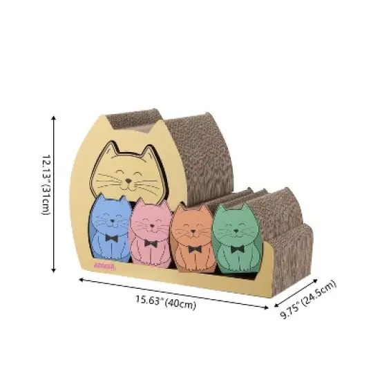 THE LICKER STORE Kazoku Modern Cardboard 5-in-1 Family Cat Cave Scratcher with Catnip and Pull-Out Design image {3}