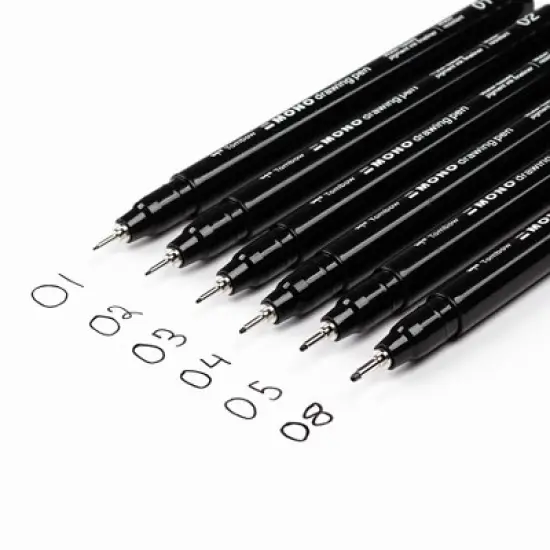 6ct MONO Drawing Pens Black - Tombow: Quick Drying, Durable Tip, Technical & Illustration Pens, Bold to Extra Fine Points image {2}