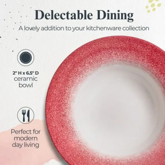 Portmeirion Potter's Mist Oatmeal Bowls (Set of 4) - Elegant Earthenware - Microwave & Dishwasher Safe Bowls, Handcrafted Stackable Bowl (Red Mist) image {3}