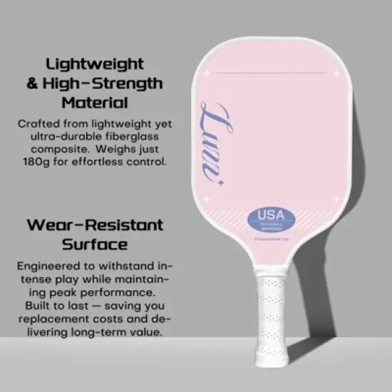 Luzz Kids Pickleball Paddle &ndash; Lightweight 6oz Youth Pink Paddle with Comfortable Grip Perfect for Children Beginners image {2}