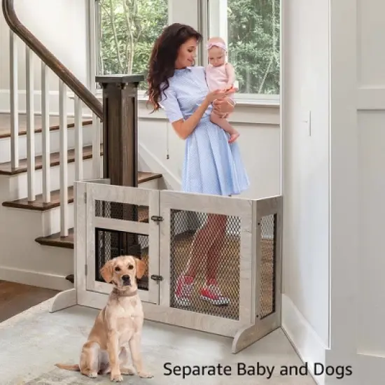 unipaws Walk Through Pet Gate with Dog Door image {10}