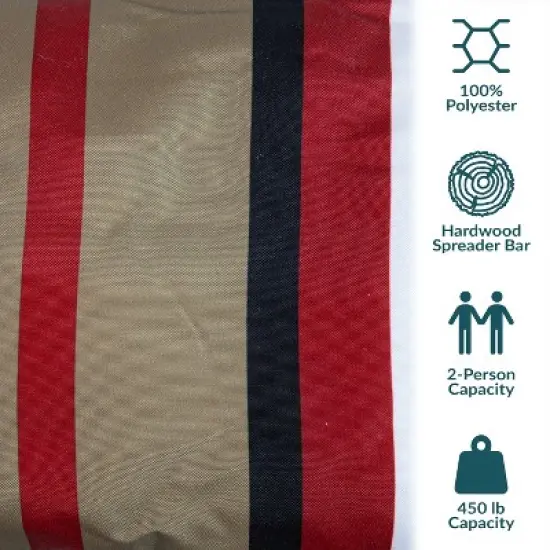 Sunnydaze Extra-Large 2-Person Quilted Outdoor Hammock with Spreader Bars - 450 lb Capacity image {2}