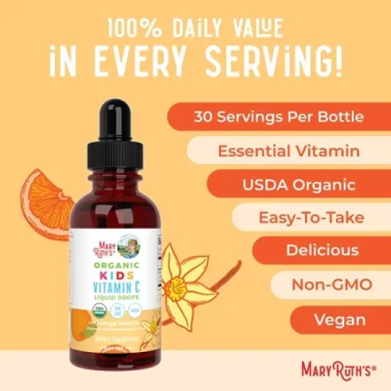 MaryRuth's Kids Vitamin C Drops, Orange Vanilla, Org, 2 oz image {7}