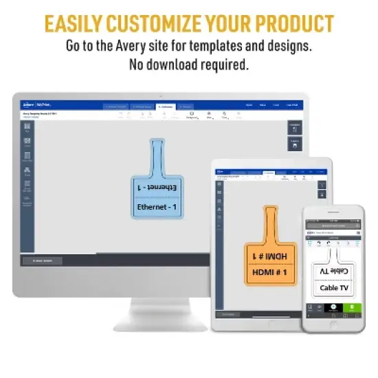Avery Cable Labels, T-Style, 1.25" x 2",  8 Colors, 240ct (61542) image {2}