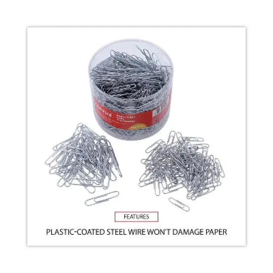 Universal Plastic-Coated Paper Clips No. 1 Clear/Silver 1000/Pack 21001 image {7}