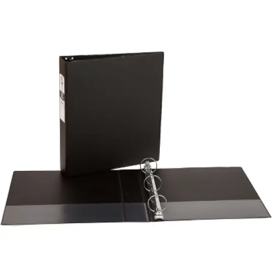 Avery Economy 3 Ring Binder, 1-1/2 Inch Round Rings, 4 Black Binders (03401) image {4}