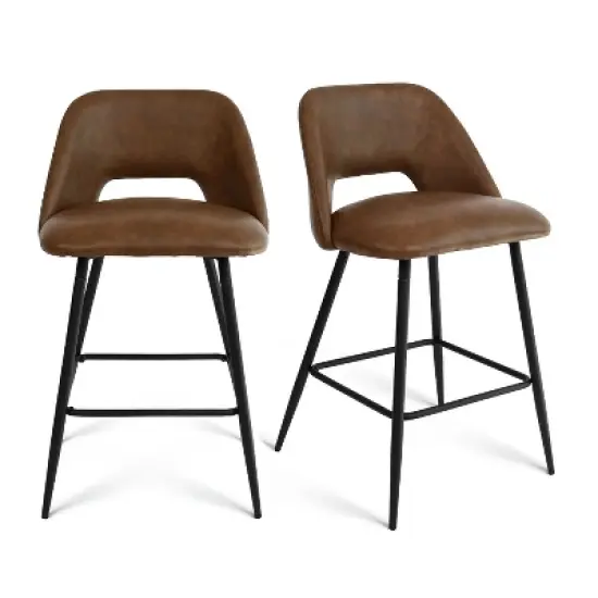 26.5" Edwin Upholstered Counter Height Stool (Set of 2) Black Leg-The Pop Maison image {9}