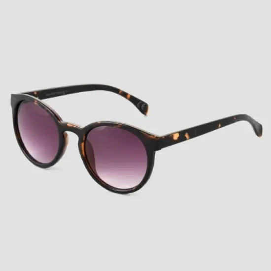 Women's Tortoise Shell Print Narrow Geo Round Sunglasses - Universal Thread&trade; Brown image {1}