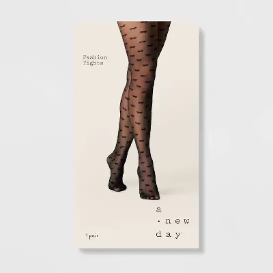 Women's Bow Sheer Tights - A New Day&trade; Black image {1}