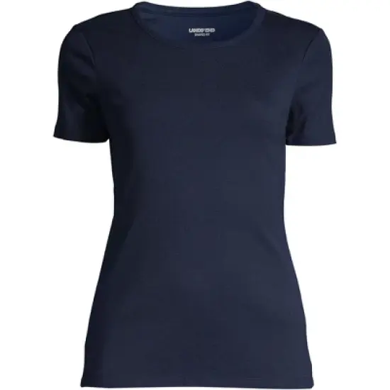 Lands' End Women's Cotton Rib Short Sleeve Crewneck T-shirt image {2}