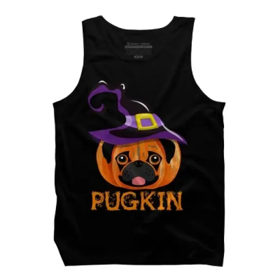 Men's Design By Humans Pugkin Pumpin Halloween By trantanphat95 Tank Top image {4}