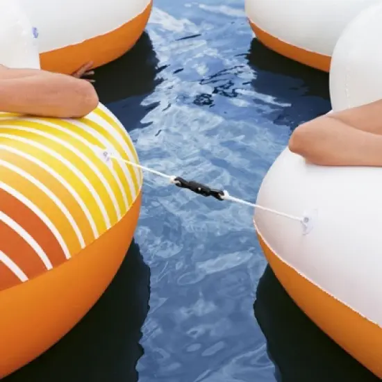 Bestway 43399E Hydro-Force Sunkissed Pool, Lake, River, Beach Inflatable PVC Clasp N Go Inner Tube Ring Float with Cup Holder, Orange and Yellow image {2}