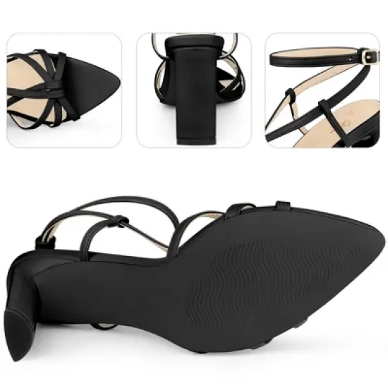 Perphy Pointed Toe Slingback Chunky Heel Sandals for Women image {2}