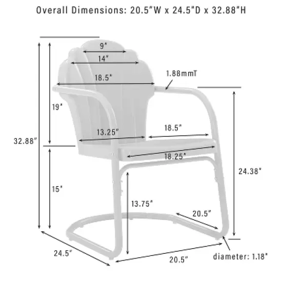 Crosley 3pc Tulip Retro Metal Conversation Set image {6}