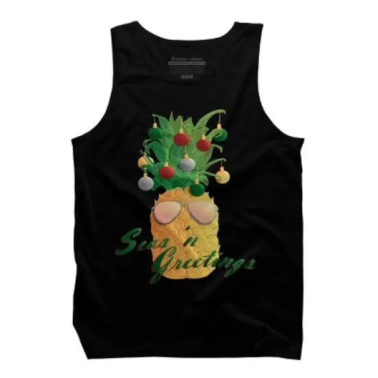 Men's Design By Humans Christmas Pineapple By Desdymona Tank Top image {4}