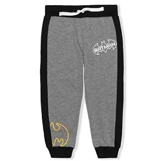 Batman Boy's Batman Graphic Print Jogger Pants with Adjustable Waistband, 2 Piece Set for Toddler image {4}
