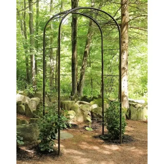 Achla Designs 99" Elegant Handcrafted Ferro Firenze Iron Garden Arbor Roman Bronze Powder Coated image {3}