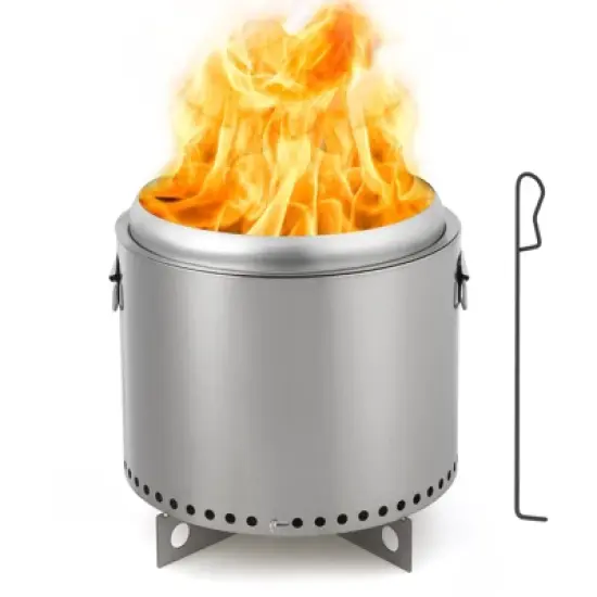 Smokeless Fire Pit with Removable Ash Pan, Fire Poker Included - Compact Design image {1}