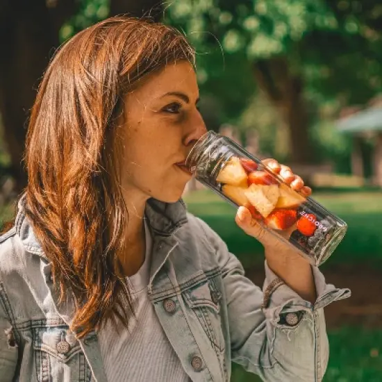 GROSCHE COPENHAGEN Double Walled Glass Tea Infuser Water Bottle, Insulated Bottle with Protective Sleeve, 14.3 fl oz. Capacity   image {4}