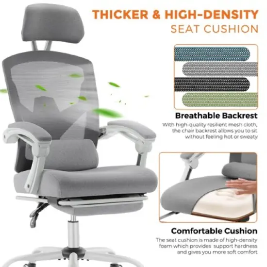 DOMETOUR Gaming Ergonomic Foot Rest Reclining, High Back Mesh Home Office Computer Desk Chair image {9}