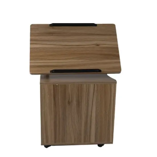 Mind Reader Bedside Workstation Adjustable Desk Nightstand, Wood Finish image {1}