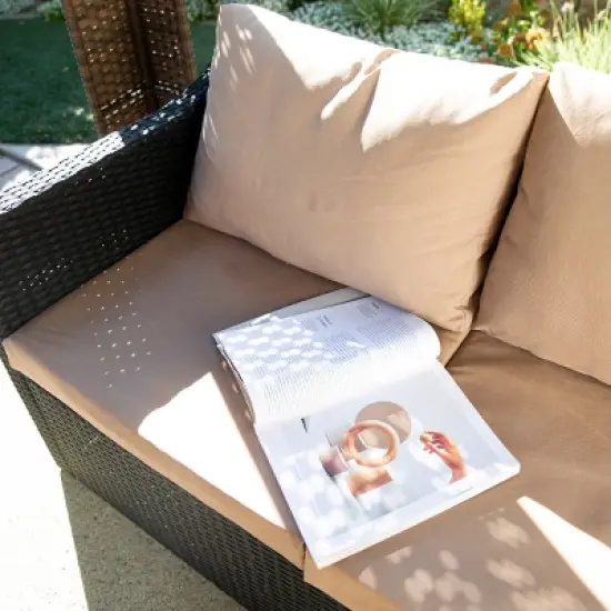 Barton 3 Person Madison Sofa Set Sectional w/Cushions Outdoor Patio Wicker image {2}