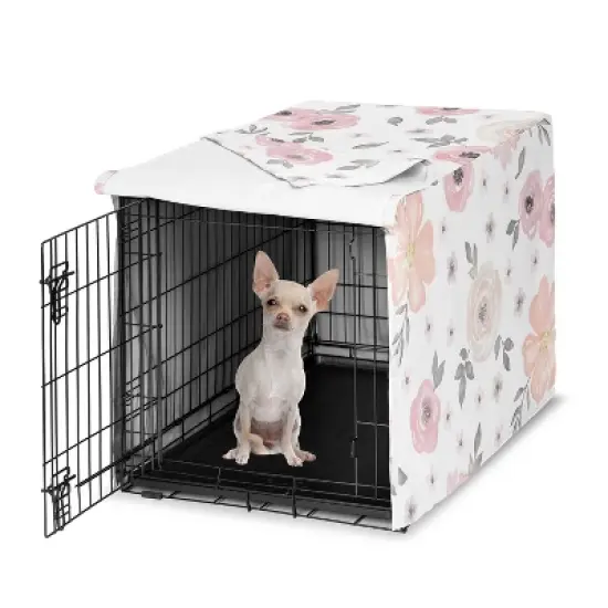 Sweet Jojo Designs Dog Crate Kennel Cover 24in. Watercolor Floral Pink and Grey image {6}
