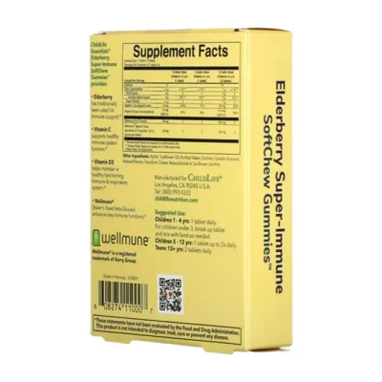 ChildLife Essentials Kids, Elderberry Super-Immune SoftChew Gummies, Natural Berry, 27 Tablets image {2}