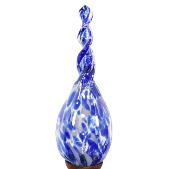 36" Pearlized Glass Solar Flame Stake Blue - Exhart image {7}