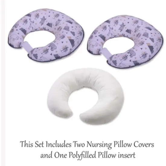 Bacati - 3 pc Woodlands Gray/Beige Neutral Hugster Feeding & Infant Support Nursing Pillow image {2}