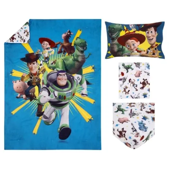 Disney Toy Story Taking Action Blue, Green and Yellow 4 Piece Toddler Bed Set image {7}
