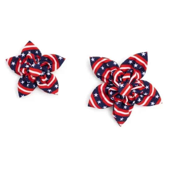 The Worthy Dog Bias Stars and Stripes Flower Adjustable Collar Attachment Accessory image {1}