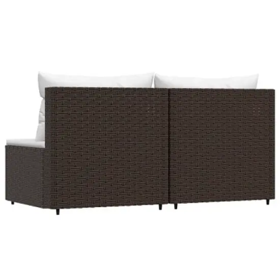 vidaXL Patio Middle Sofa Brown PE rattan Medium Modular image {4}