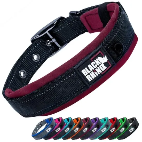 Black Rhino Soft Neoprene Adjustable Padded Dog Collar - Small - Black image {4}