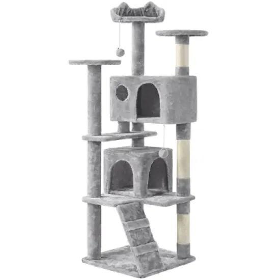 Yaheetech 61.5"H Cat Tree with 2 Condos for Kittens Small Cats image {10}
