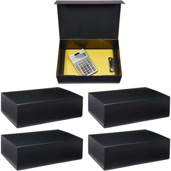 Stockroom Plus 5 Pack Hard Document Storage Box with Magnetic Closure Lid (13.5 x 9 x 4 in) image {1}