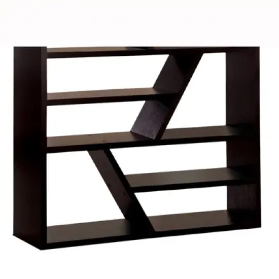 Israel Contemporary Wood Bookcase in Espresso - Furniture of America image {2}