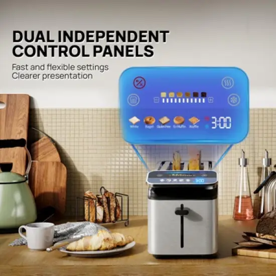 Whall New 4-slice toaster, Smarter Screen And Easier Operation, Full Stainless Steel,5 Basic Functions,Suitable For Different Bread Household Electric image {6}