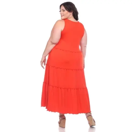 Plus Size Scoop Neck Tiered Midi Dress - White Mark image {3}