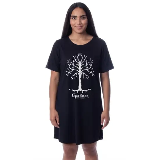 The Lord Of The Rings Womens' Gondor Nightgown Sleep Pajama Dress Black image {3}