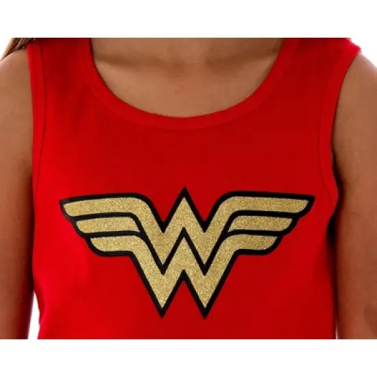 DC Comics Girls Wonder Woman Logo Tank Top And Shorts Pajama Set Wonder Woman Logo image {2}