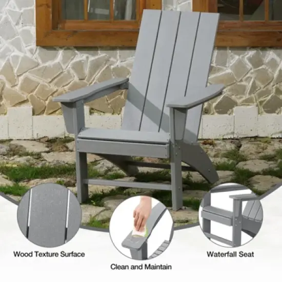 GARPROVM Cozy HDPE Adirondack Chair Weather-Resistant Outdoor Patio Chair image {2}