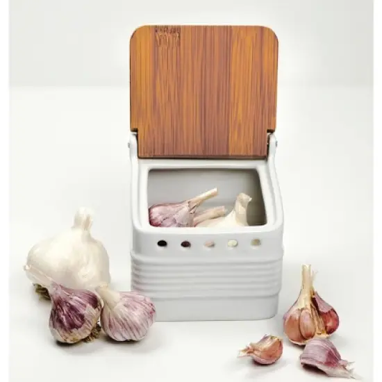 Rsvp Stoneware Garlic Keeper - White image {6}