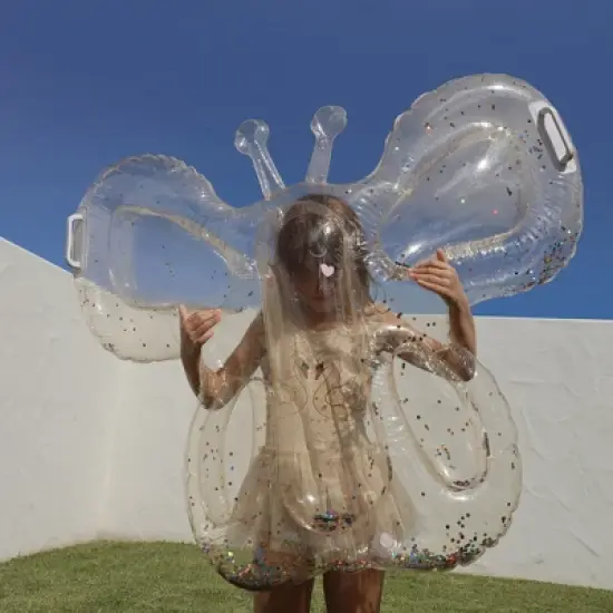 Sunnylife Kids Lie-On Float - Butterfly Glitter, Inflatable Pool Ride-On image {7}