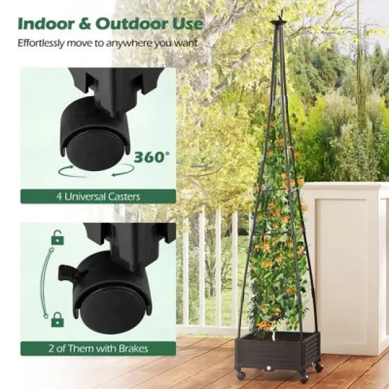 Tangkula 2PCS 81" Garden Obelisk Trellis for Climbing Plants Tall Plant Support w/ Wheels image {4}