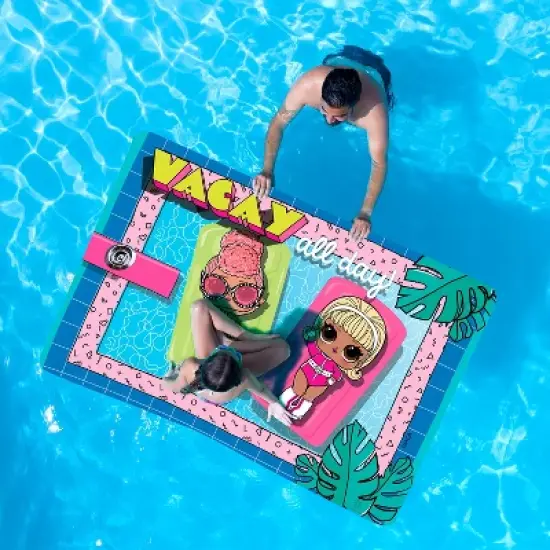 Floatation iQ LOL Surprise! Mini Floating Oasis 6 x 4 Foot Foam Island Water Swimming Pool Lake Lounger Play Pad Mat for Up to 2 Riders, Vacay All Day image {4}