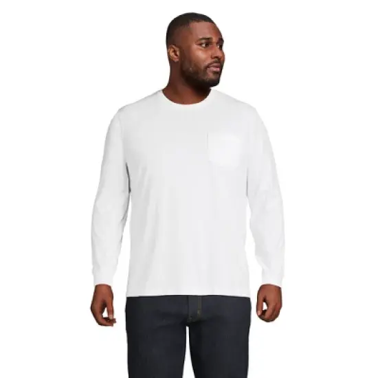 Lands' End Men's Super-T Long Sleeve T-Shirt with Pocket image {9}