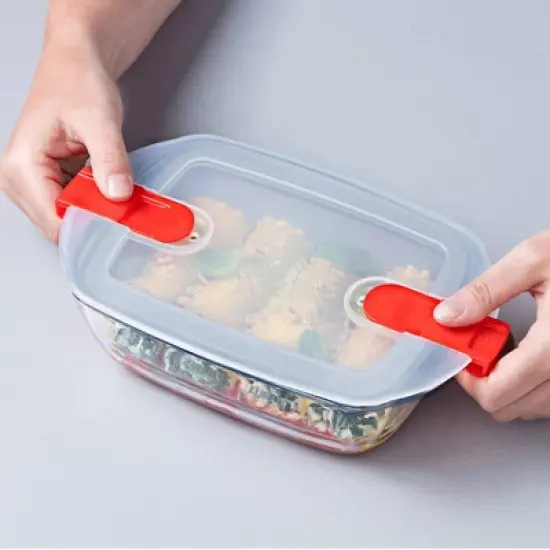 O'Cuisine Set of 3 Rectangular Glass Food Storage and Baking Containers with Lids image {1}