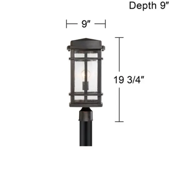 John Timberland Mission Outdoor Post Light Fixture Oil Rubbed Bronze 19 1/4" Clear Seedy Glass for Exterior Garden Yard Walkway image {4}