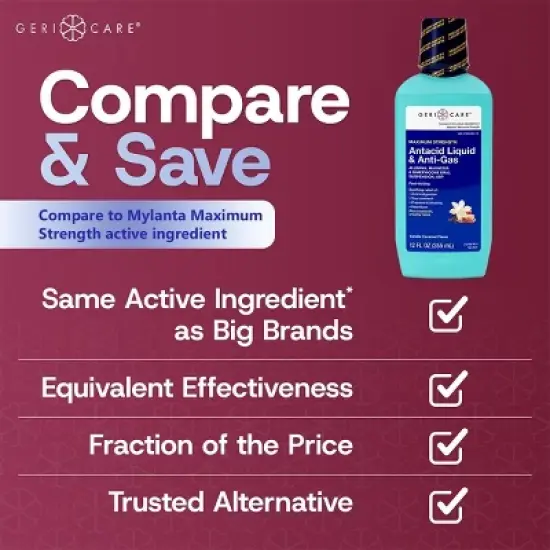 Gericare Antacid & Anti-Gas Liquid Max Strength Vanilla Caramel 12 Oz image {3}